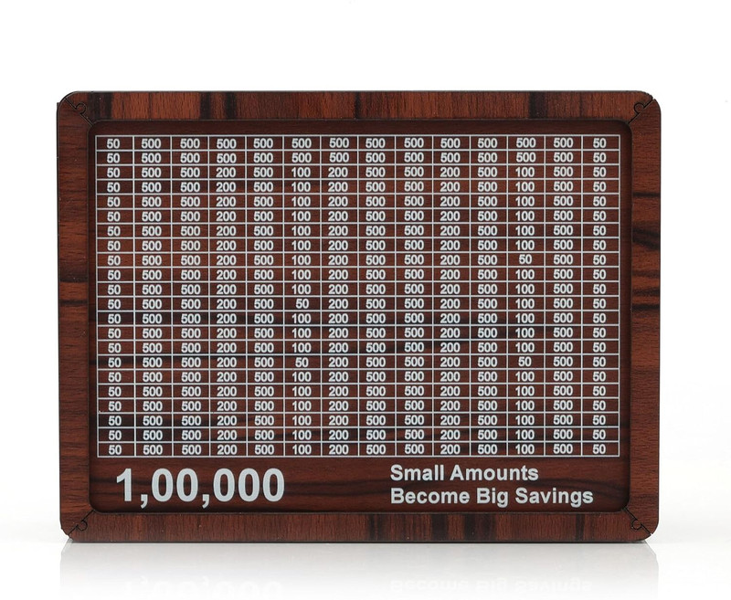 majesticbuy Wooden Money Saving Box Cash Saver Money Box with Counting Target Wooden Money Clip(Brown)