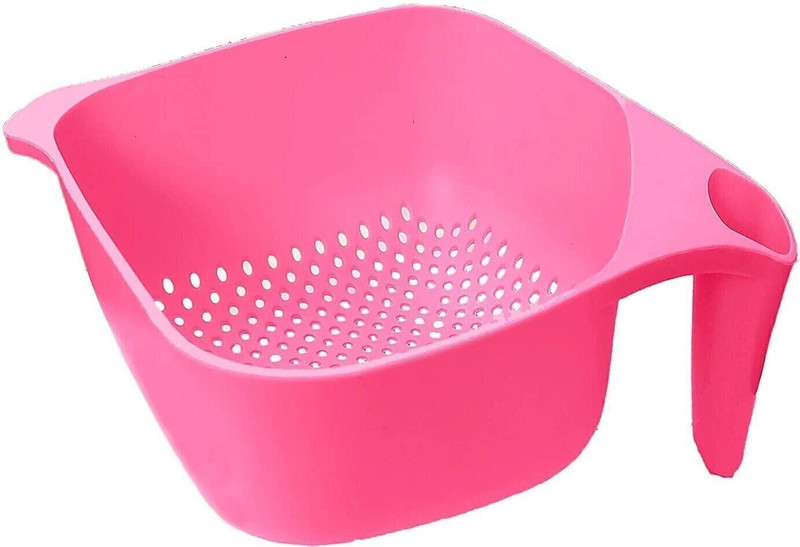 COOL INDIANS High quality Plastic Kitchen Rice Fruits Vegetable Noodles Pasta Washing Bowl and Strainer for Storing and Straining Plastic Fruit & Vegetable Basket Strainer(Pink Pack of 1)