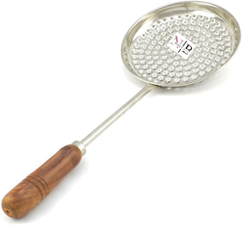 Niks n Bins Stainless Steel Boondi Jhara with Wooden Handle (6 inch Diameter) for Ladoo Making Strainer(Steel Pack of 1)