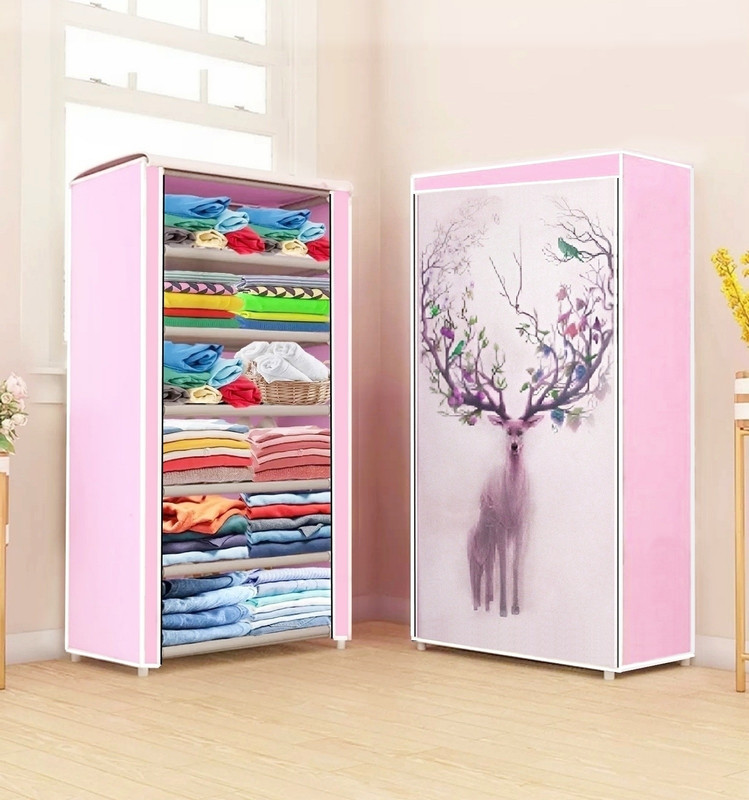 CMerchants NATURE ANIMAL PRINT 6 LAYER PP Collapsible Wardrobe(Finish Color - Pink, DIY(Do-It-Yourself)) - 61% off at DetectaDeal