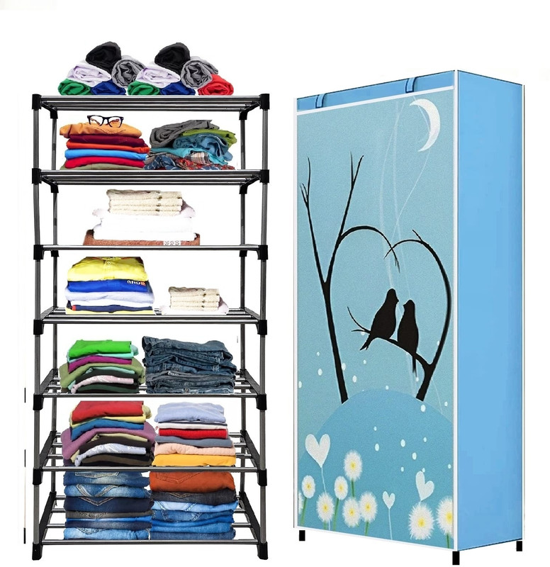CMerchants Light Blue-Metal-6 Layer Carbon Steel Collapsible Wardrobe(Finish Color - Light Blue, DIY(Do-It-Yourself)) - 62% off at DetectaDeal
