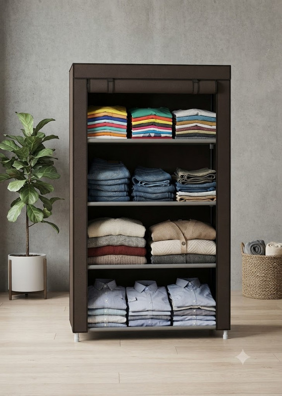 Attache Carbon Steel Collapsible Wardrobe(Finish Color - BROWN, DIY(Do-It-Yourself))