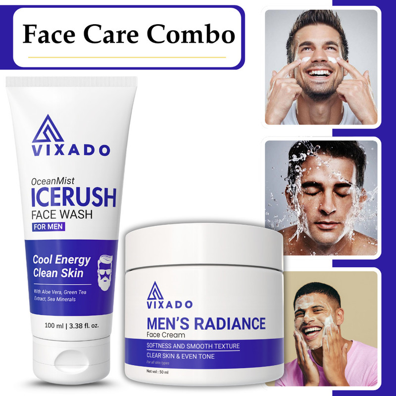 Vixado Face Wash And Cream Combo For Men Skin Care Routine Lightweight And Easy Absorb Formula(2 Items in the set)
