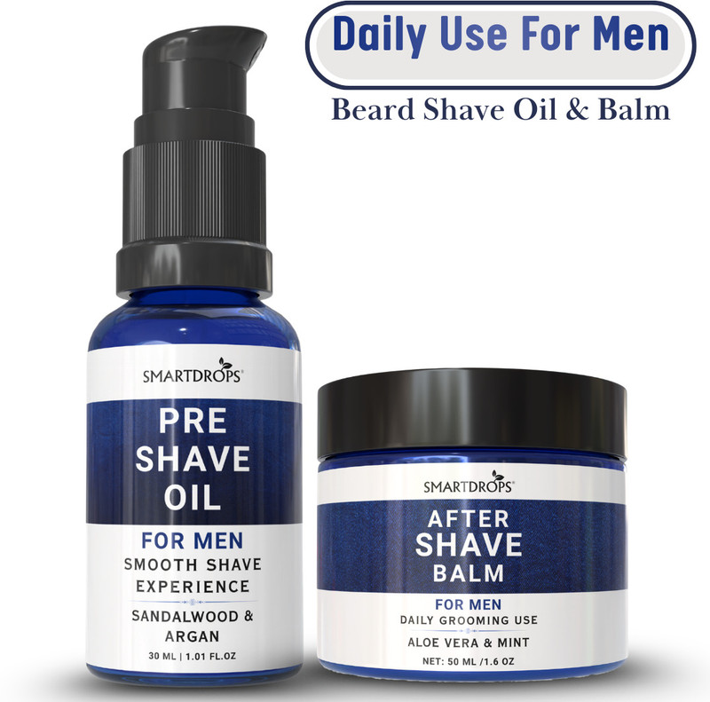 smartdrops Pre Shave Oil and After Shave Balm Combo for Men Beard Shave and Skin Routine(2 Items in the set)