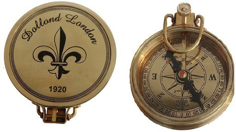 Simrah Nautical Brass Compass With Hanging Ring Compass(Gold)