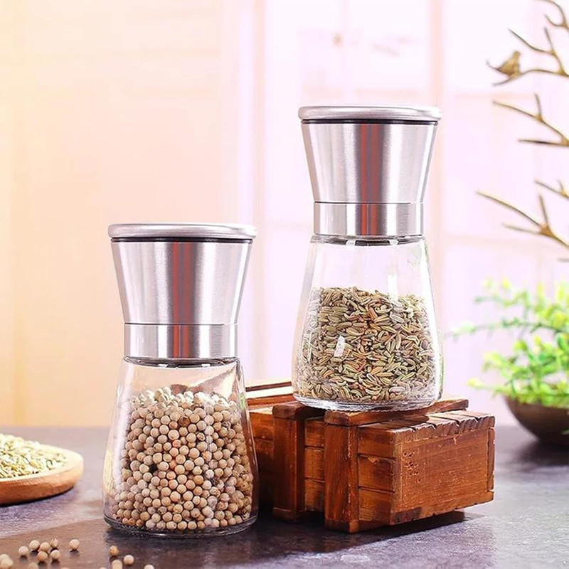STARKENDY Salt and Pepper Mill | Mini Paper Mill Silver | Glass Traditional Pepper Mill(Multicolor, Pack of 1)