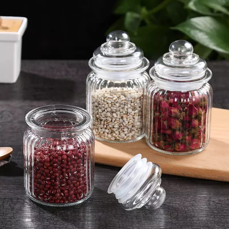 Zashvi Glass Cookie Jar - 350 ml(Pack of 3, Clear)