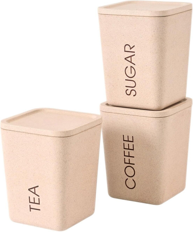 TrueCraft Plastic Tea Coffee & Sugar Container - 800 ml(Pack of 2, Black)