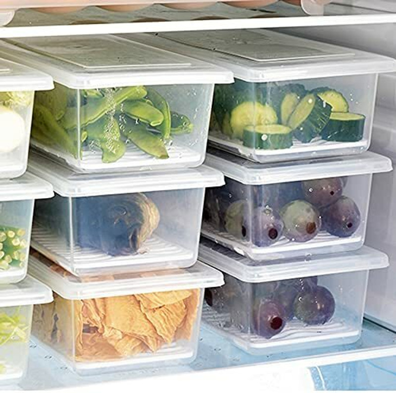 WebDealz Plastic Food Storage Container with Removable Drain Plate and Lid x6.85 Storage Basket(Pack of 6)