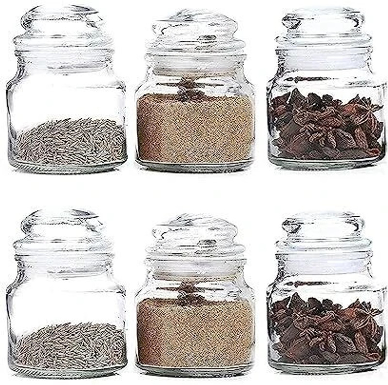 HANUMAN TRADINGS CO Glass Grocery Container  - 100 ml(Pack of 6, Transparent)