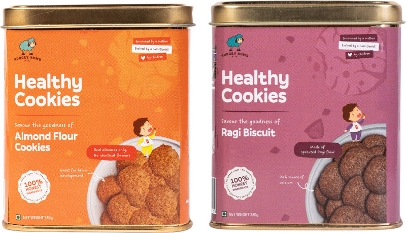 hungrybums Ragi & Almond Cookies Healthy Snack for Kids & Adults Rich in Protein & Fibre Cookies Biscuit(2 x 350 g)