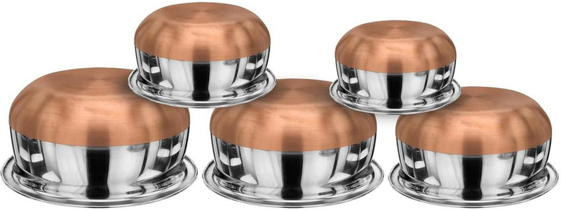 Masox Store Stainless Steel Copper Bottom Handi Cookware for Curry and Gravy Cooking Handi 0.5 L, 0.75 L, 1 L, 1.5 L, 2 L(Stainless Steel)