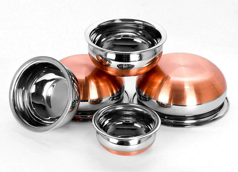 HM EVOTEK Stainless Steel Copper Base Handi Utensil for Home Kitchen Use Handi 0.5 L, 0.75 L, 1 L, 1.5 L, 2 L(Stainless Steel)