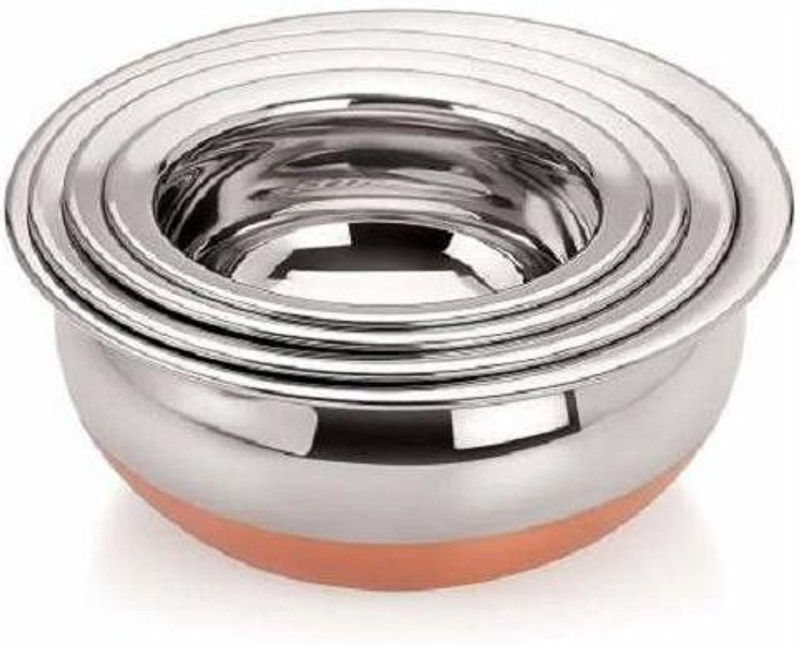MB BROTHERS Handi Patila Pot Tapeli Punjabi Kadhai MilkStorage Bowls Decorative Serving Sets Handi 2 L, 1.5 L, 1 L, 0.75 L, 0.5 L(Copper, Stainless Steel)