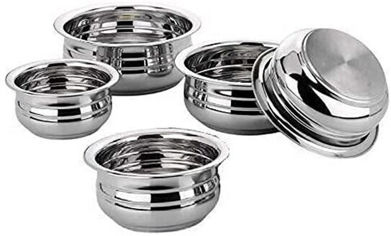 HM EVOTEK Microwave Safe Stainless Steel Serving and Storage Bowl Handi Without Lid D0 Bowl Serving Set(Pack of 5)