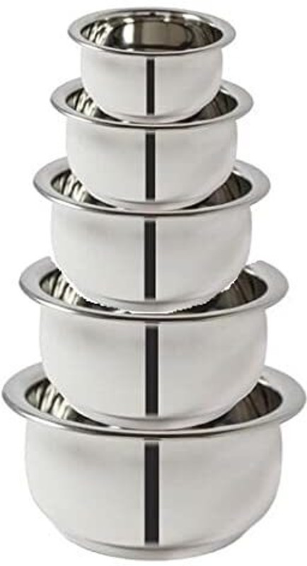 NARV Stainless Steel Handi without lid - Kitchen Serving Cookware Cooking Bowl A0 Handi 0.35 L, 0.5 L, 0.75 L, 1.1 L, 1.5 L(Stainless Steel)