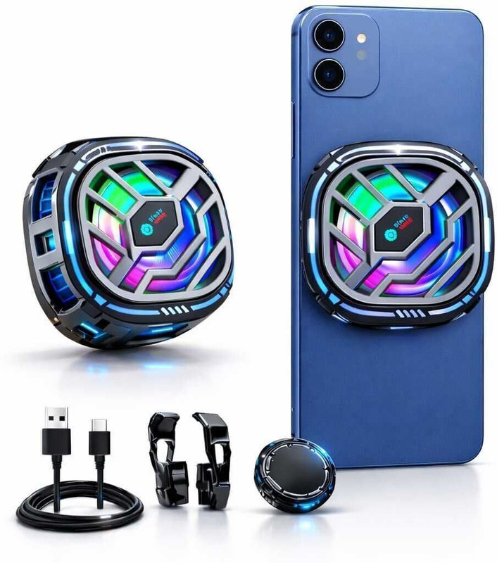 PAPLAJ ENTERPRISES X76 Pro Magnetic Mobile Cooler – Quick Chill Solution on iPhone & Android 1 Fan Cooling Pad(Black)