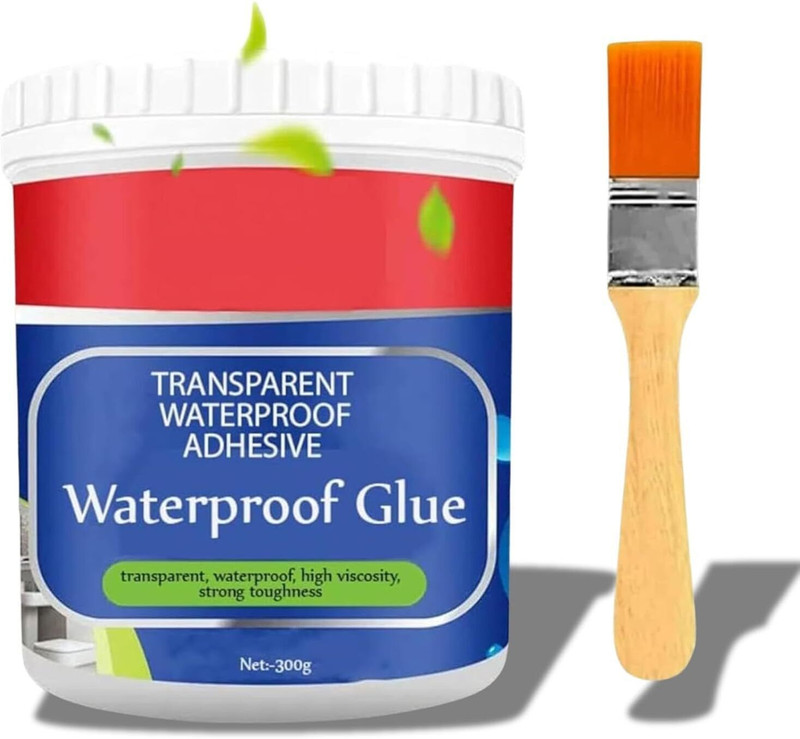 UBETY Transparent Waterproof Glue with Brush Leak Proof Sealant for Wall Roof Glue(300 ml)