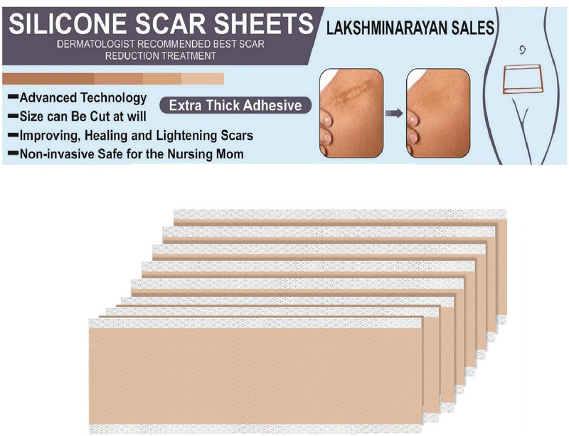 LAKSHMINARAYAN SALES 8pcs Silicone Scar Sheet Removal Care Gel Sheets Repair Wound Scar Strip & Sheet Crepe Bandage(4 cm)