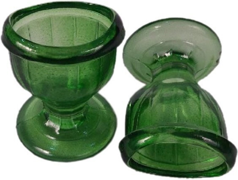 QIMACPLUS Pack of 2 Glass Superior, Smooth Edge, Glass Eye Wash Cups with Engineering Design to Fit Eyes(Green, Cup Set)