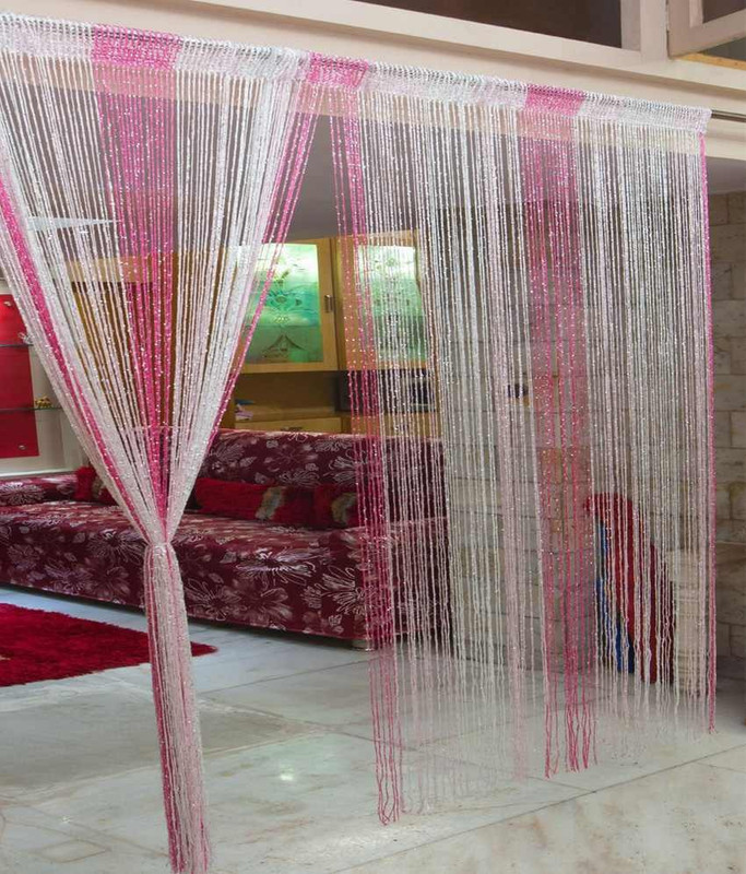 Elsker 205 cm (7 ft) Door Polyester Curtain Single Curtain(Pink, Self Design)
