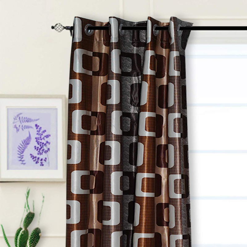 Shivkirpa 154 cm (5 ft) Window Polyester Semi Transparent Curtain Single Curtain(Brown, Printed)