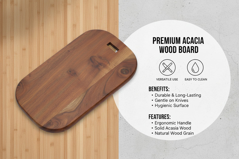 MS UNIQUE HANDICRAFTS Wooden Chopping & Serving Board – Multipurpose Kitchen & Dining Tray Wooden Cutting Board(Brown Pack of 1 Dishwasher Safe)