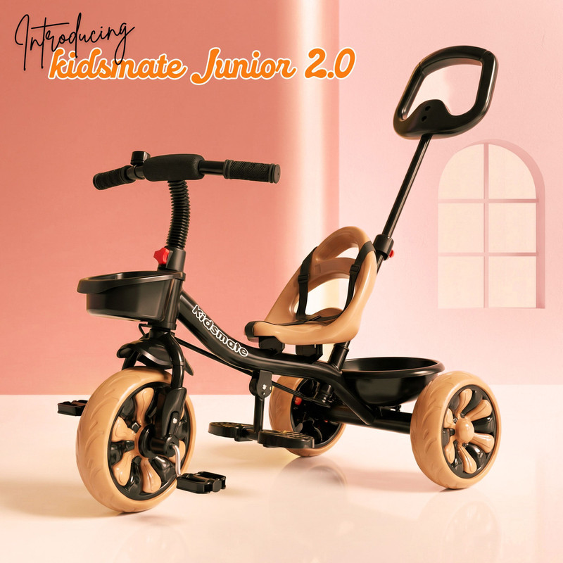Kidsmate Junior 2.0 Kids Tricycle With Parental Control, Storage Basket, 10 T (inch) Road Cycle(Single Speed, Multicolor, Rigid)