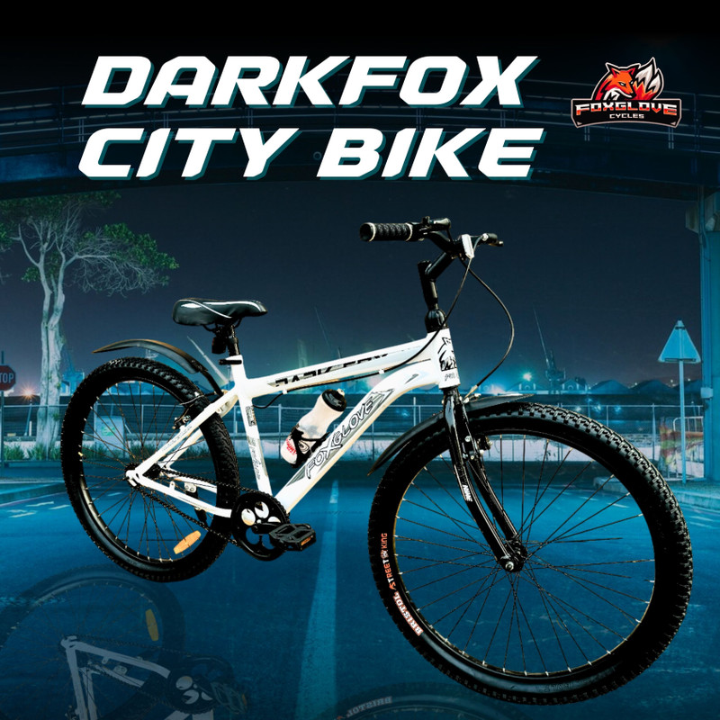 FOXGLOVE DARKFOX 26T SPORTY SNOW WHITE V BRAKE S/RIM FOR HEIGHT 5FT & ABOVE 90 % FITTED 26 T (inch) Road Cycle(Single Speed, White, Rigid)