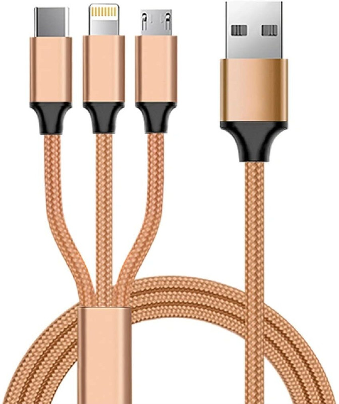 smooth life 3-in-1 Cable 1.2 m 3 in 1 charging cable multi charging cable for charger (RED 3 IN 1 FAST CHARGING CABLE)(Compatible with Smart Phone, IOS, Android, Red)