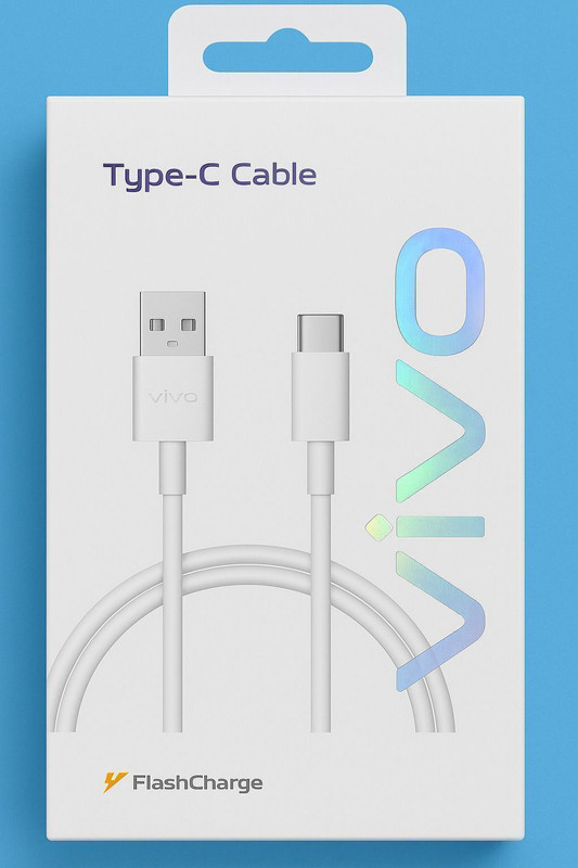 vivo Type C 4 A 1 m Copper USB Type C Cable 100 cm | Original 4A Fast Charging Data Cable_3524(Compatible with 10W/15W/18W/33W/44W/66W/80W/90/100W/ 120W Flash Charging Wire, White, One Cable)