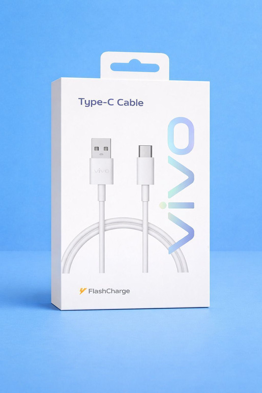vivo USB Type C Cable 4 A 1 m Copper 44W / 80W FlashCharge USB Type-C Data Cable | Fast Charging & High-Speed Data Transfer | Durable & Reliable(Compatible with Vivo All V Series, T Series, Y Series, X Series & iQOO Z Series Smartphones, White, One Cable)