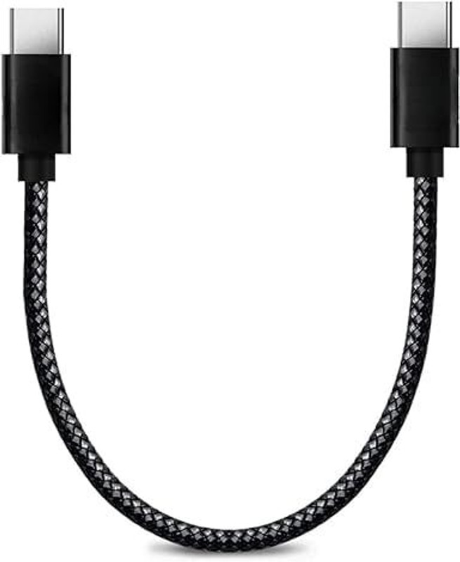 ULTRABYTES USB Type C Cable 3.24 A 0.25 m JTP Type C to Type C 65W Short Power Bank fast charging cable(Compatible with Laptop, Tablet, Charging Adapter, Power Bank, Smartphone, Black)