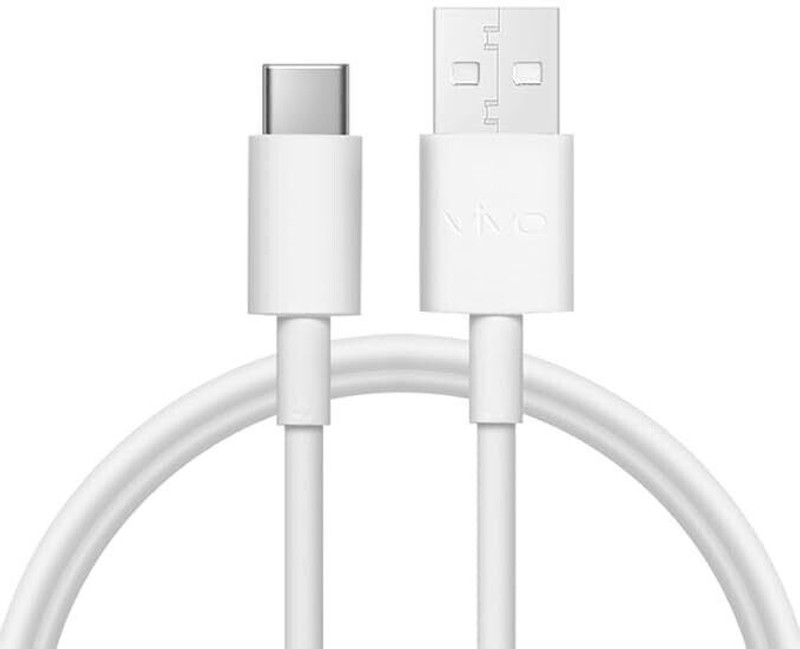 vivo USB Type C Cable 4 A 0.97 m Copper Data Cable -5433524 (Bk-C -50A)(Compatible with Flash Charge Cable for Vivo V21/V25 Pro/V27e, T4X 5G, Y75/Y100A/Y200, iQOO Neo 6, White, One Cable)