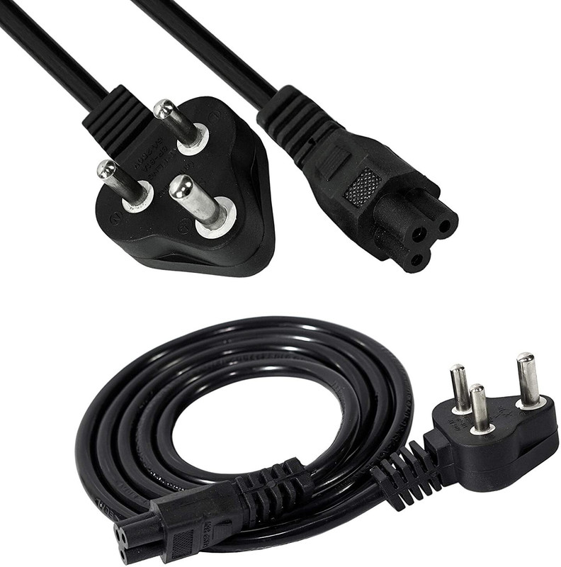TechSio Power Cord 5 m copper cord(Compatible with HP DELL ASUS ACER Sony Lenovo Samsung AC Adapter Laptops power cable, Black, One Cable)