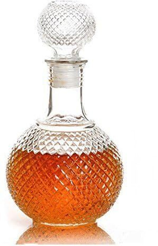 Zennity European Style Round Glass Decanter 1000ml with Stopper for Liquor Decanter(Glass, 1000 oz)