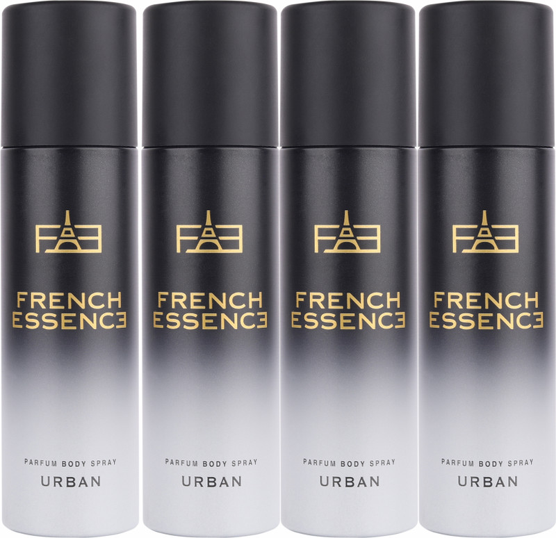 FRENCH ESSENCE Luxury Urban No Gas Deo Body Spray With Long Lasting Fragrance (120 ML Each) Deodorant Spray - For Men(480 ml, Pack of 4)