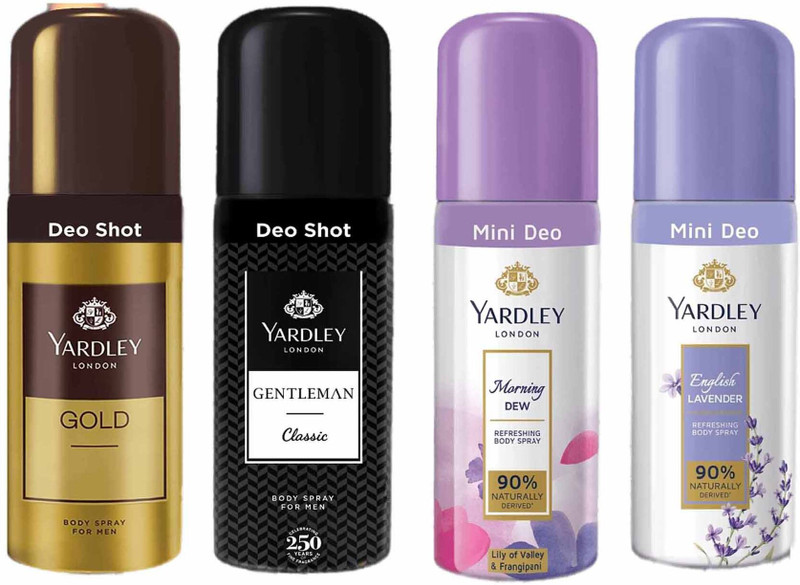 Yardley London Lavender Car Freshener Spray Morning Deo, Classic, English Lavender, Gold Pocket Deo 50ml Pack Of 4(4 x 50 ml)