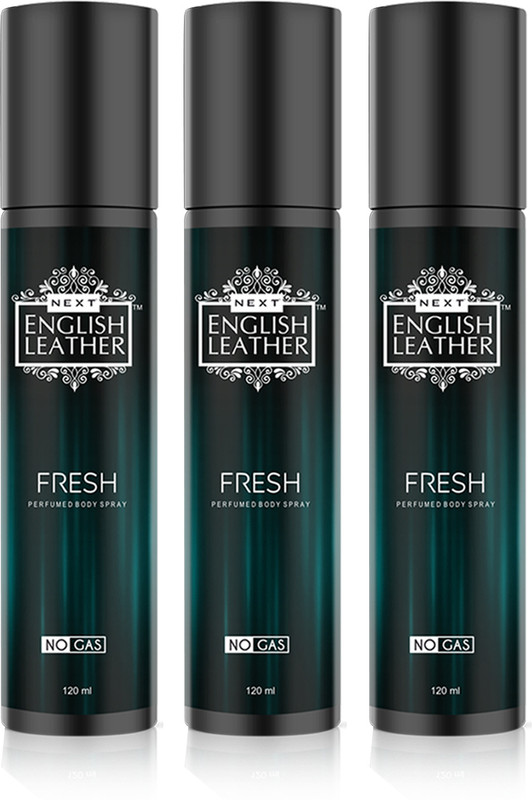 NEXT English Leather Fresh No Gas Deo All Day Long- 3 Luxurious 120ml Packs Perfume Body Spray - For Men & Women(360 ml, Pack of 3)
