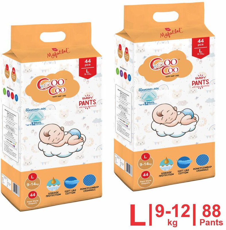 Coo Coo Baby Pullup Diaper Pants - L(88 Pieces)