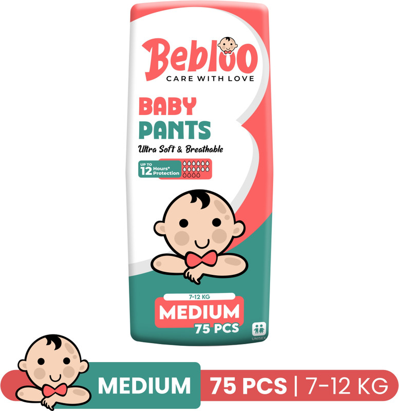 BEBLOO Newly Improved Classic Soft Baby Diaper Pants | - M(75 Pieces)