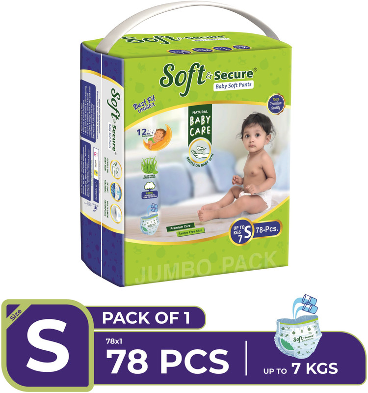 soft & secure Baby Diapers – Gentle Protection, All-Day Comfort - S(78 Pieces)