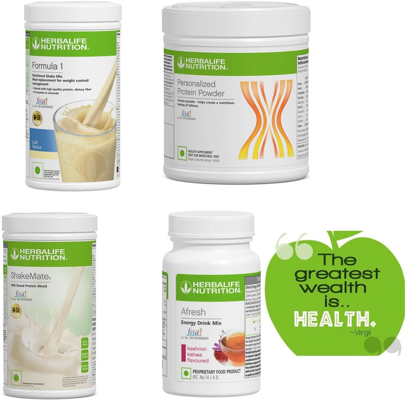 Herbalife Nutrition WEIGHT LOSS COMBO KULFI F1 SHAKE,PROTEIN200GM,KASHMIRIKAWA AFRESH AND SHAKEMATE(4 x 312.5 g)