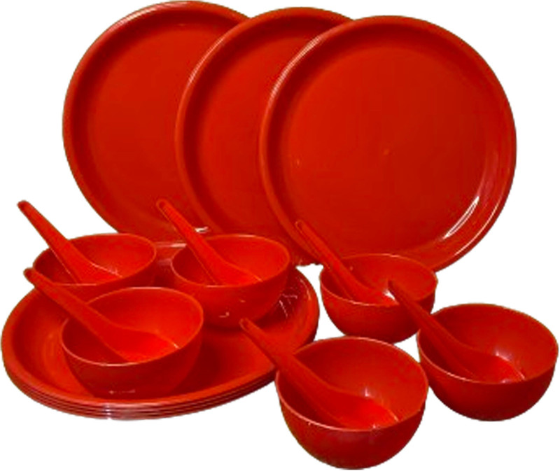 x pods Dinner Set |Colour Full for Heating & Serving | for Breakfast, Lunch,Spoon,Bowl Dinner Plate(Pack of 18, Microwave Safe)