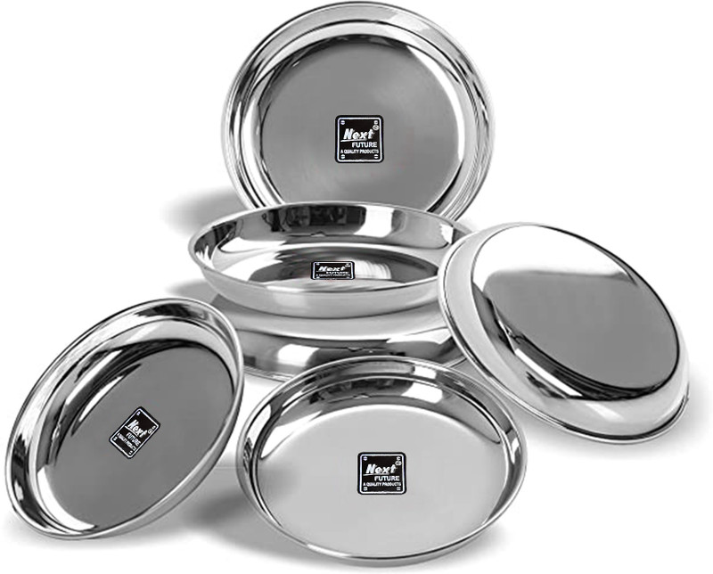 Next Future Halwa/ Dessert/ Snacks plate, Set of 6, Mirror Polish Quarter Plate(Pack of 6)