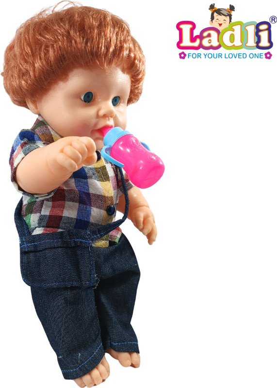 Ladli Little Golu Teddy Boy Toy in Mix check Dress Doll for Kids Moveable Hands & Legs(Multicolor)