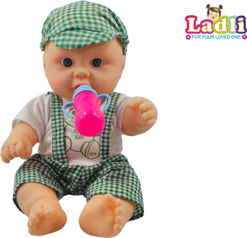 Ladli Baby doll Golu Baba Rubber Doll for Kids Removable Clothes Boy Doll for Kids_B(Green)