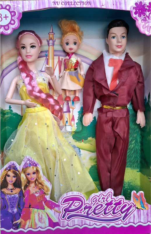 NV COLLECTION Princess Princess Family Doll Set with Mom, Dad, Baby Dolls(Multicolor)