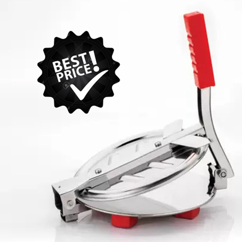 dommystar Hot Manual Dough Press(Stainless Steel 6.5 inch Puri Maker Press Machine with Handle)