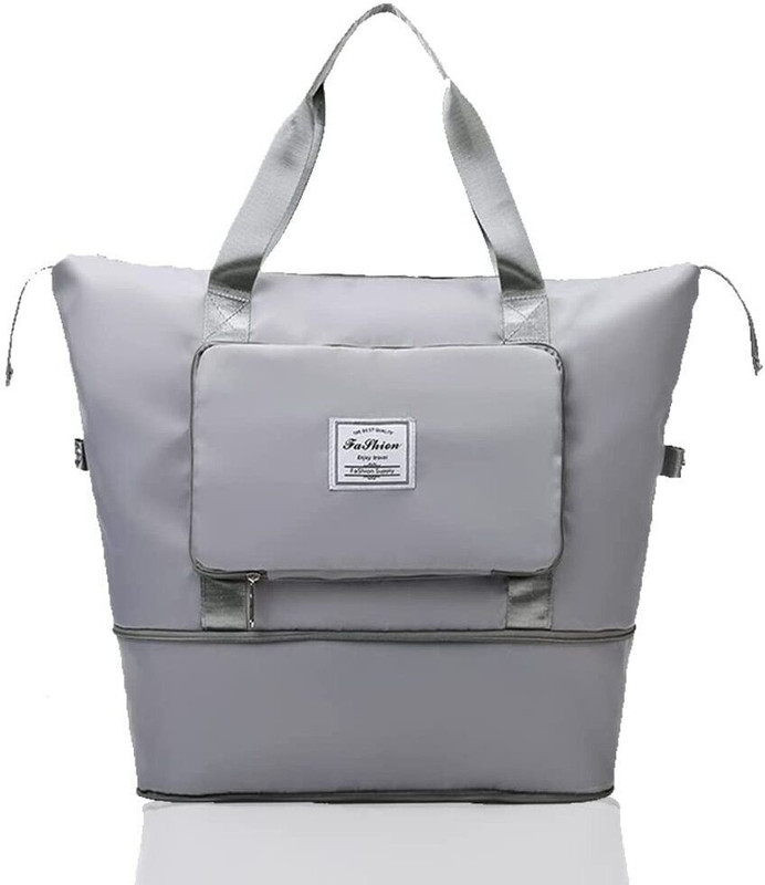 Enlarger Grey Large Capacity Duffle Bag, Expandable Folding Travel Bag for Women Small Travel Bag - Medium(Grey)